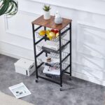 4-Tier Mobile Utility Trolley with Wood Top