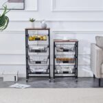 4-Tier Mobile Utility Trolley with Wood Top
