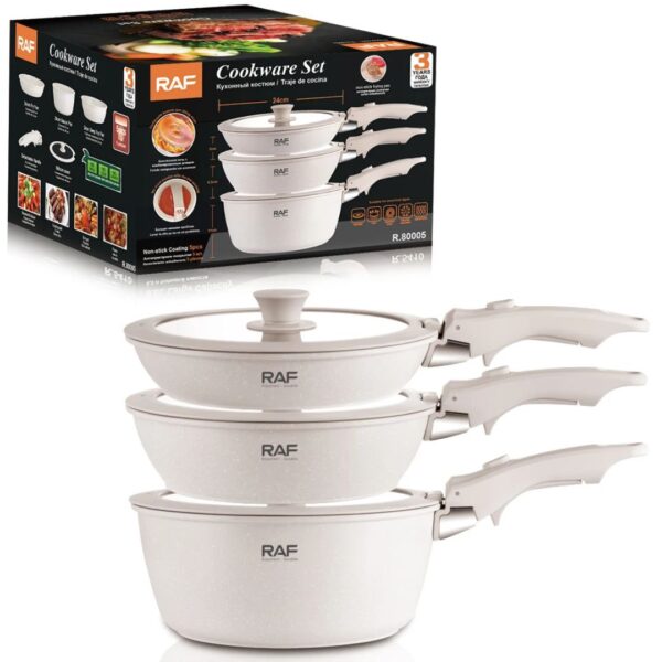RA Marble-Chef 3-Piece Ceramic Non-Stick Cookware Set