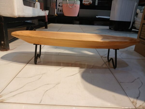 Hand-Carved Artisan Wood Bowl with Pedestal Stand