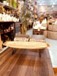 Hand-Carved Artisan Wood Bowl with Pedestal Stand