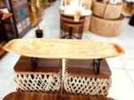 Hand-Carved Artisan Wood Bowl with Pedestal Stand