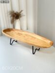 Hand-Carved Artisan Wood Bowl with Pedestal Stand