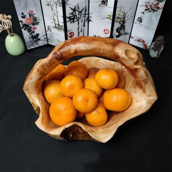 Hand-Carved Big Artisan Wood Basket