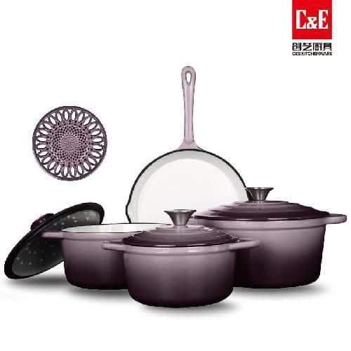 Professional 4-Piece Enameled Cast Iron Set