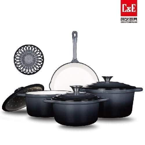 Professional 4-Piece Enameled Cast Iron Set