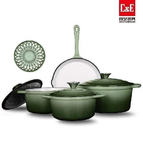 Professional 4-Piece Enameled Cast Iron Set