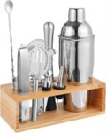 Cocktail Shaker Set with Bamboo Stand