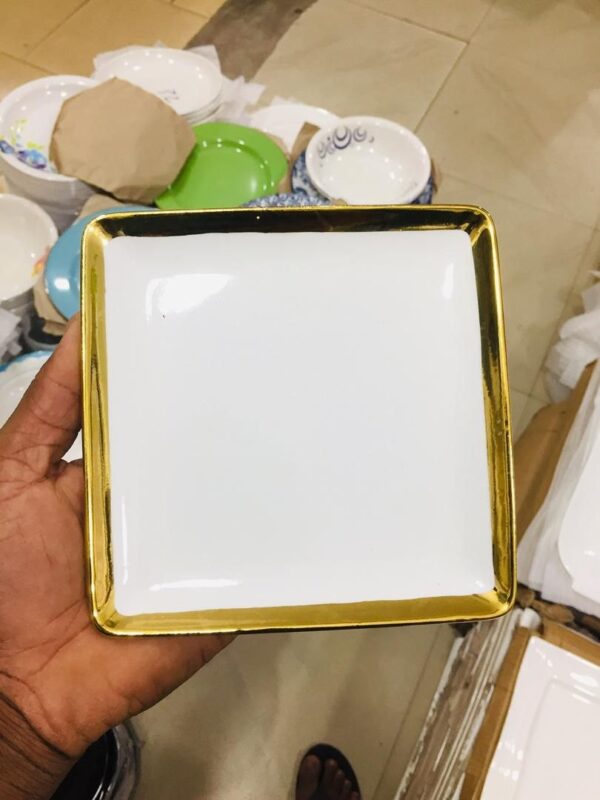 2pcs Gold Professional Square Ceramic Plate Set