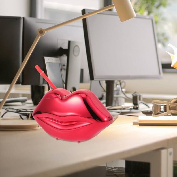 Red Lips Novelty Cocktail Tumbler with Straw
