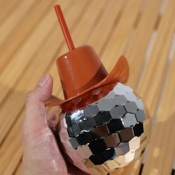 Disco Ball Tumbler with Cowboy Hat Lid &Straw