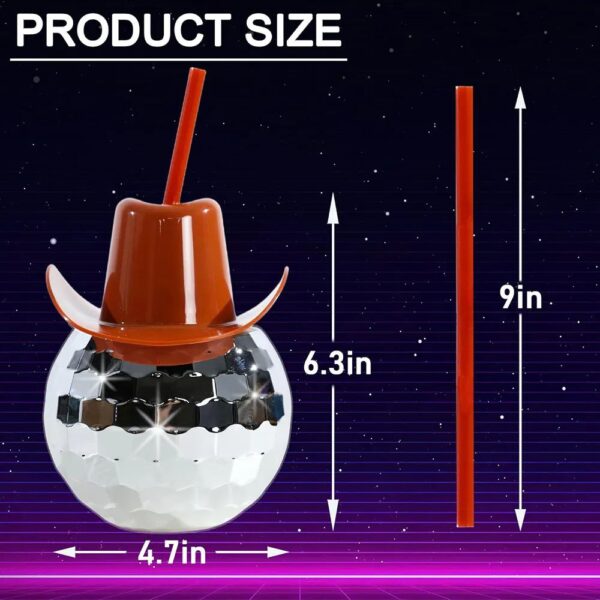 Disco Ball Tumbler with Cowboy Hat Lid &Straw