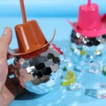 Disco Ball Tumbler with Cowboy Hat Lid &Straw