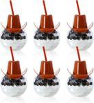 Disco Ball Tumbler with Cowboy Hat Lid &Straw