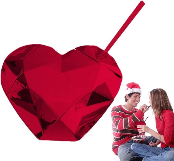 Romantic Heart-Shaped Professional Novelty Tumbler with Straw