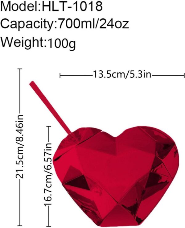 Romantic Heart-Shaped Professional Novelty Tumbler with Straw