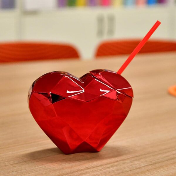 Romantic Heart-Shaped Professional Novelty Tumbler with Straw
