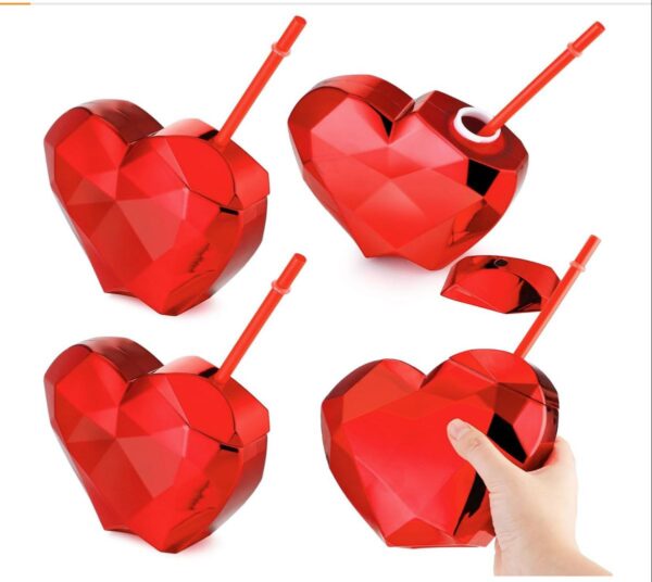 Romantic Heart-Shaped Professional Novelty Tumbler with Straw