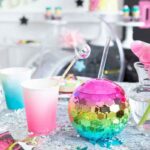 Rainbow Gradient Disco Ball Tumbler with Straw