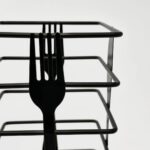 Matte Black & Acacia Wood Cutlery Holder