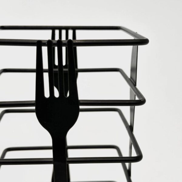 Matte Black & Acacia Wood Cutlery Holder