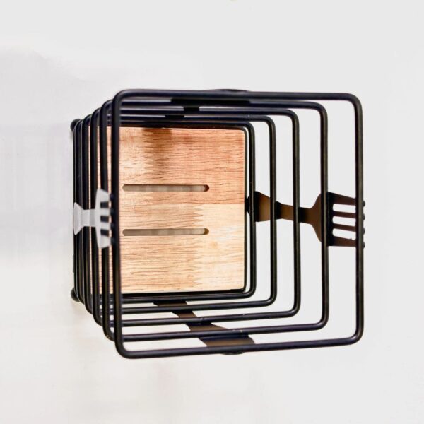 Matte Black & Acacia Wood Cutlery Holder