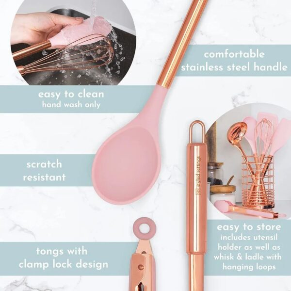 Rose Gold & Silicone 10-Piece Culinary Utensil Set