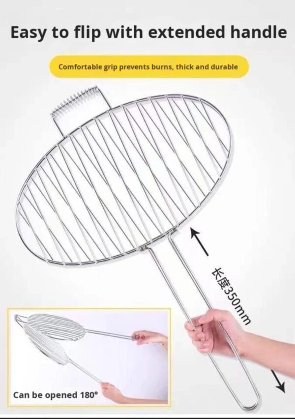 Stainless Steel Folding Fish Grill Basket & Lockable Clamp