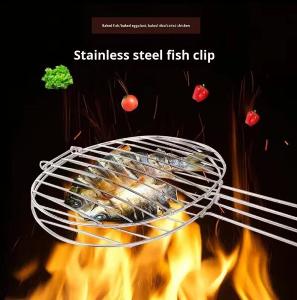 Stainless Steel Folding Fish Grill Basket & Lockable Clamp