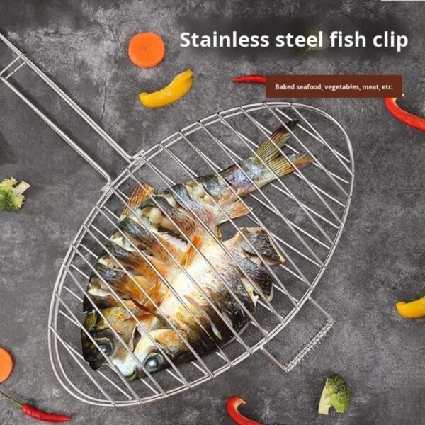 Stainless Steel Folding Fish Grill Basket & Lockable Clamp