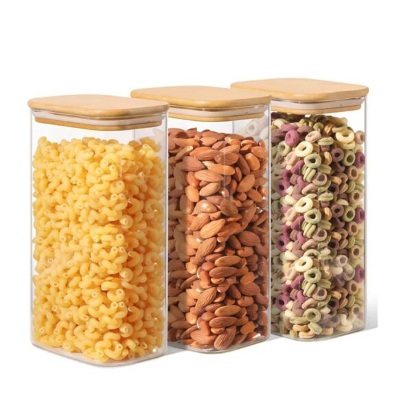 3-Piece Bamboo & Glass 1000ml Pantry Suite