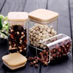 3-Piece Square Bamboo & Borosilicate 900ml Pantry Suite