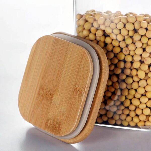 3-Piece Square Bamboo & Borosilicate 900ml Pantry Suite
