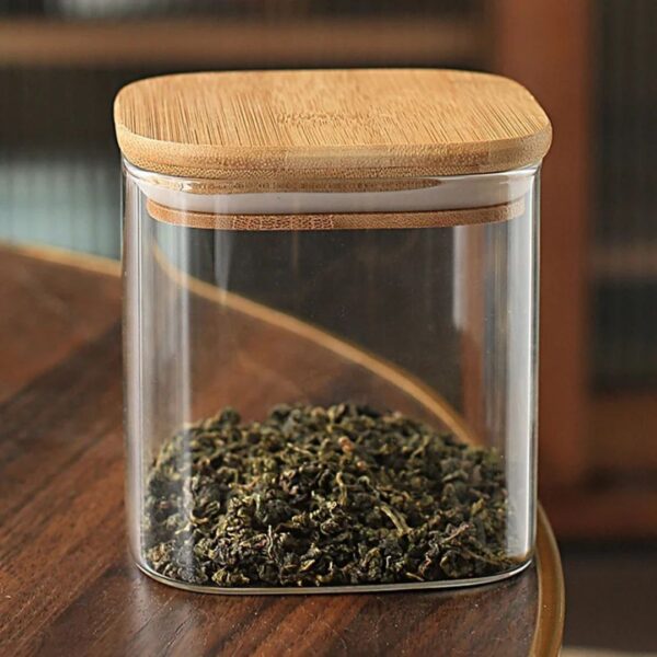 3-Piece Square Bamboo & Borosilicate 900ml Pantry Suite