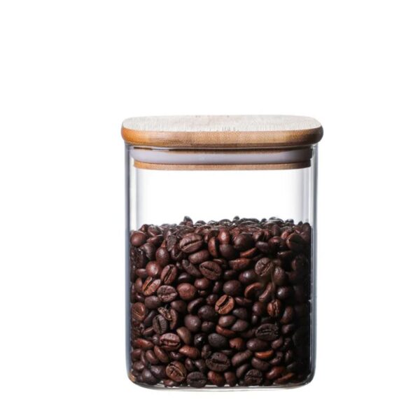 3-Piece Square Bamboo & Borosilicate 900ml Pantry Suite
