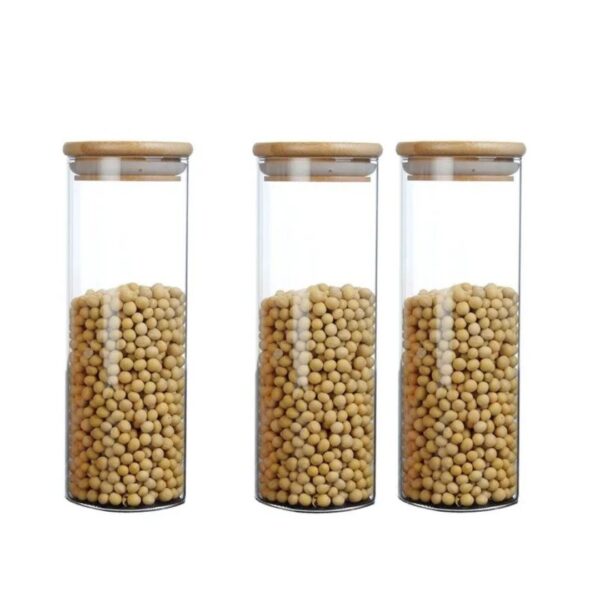 3-Piece Borosilicate & Bamboo 1000ml Pantry Suite