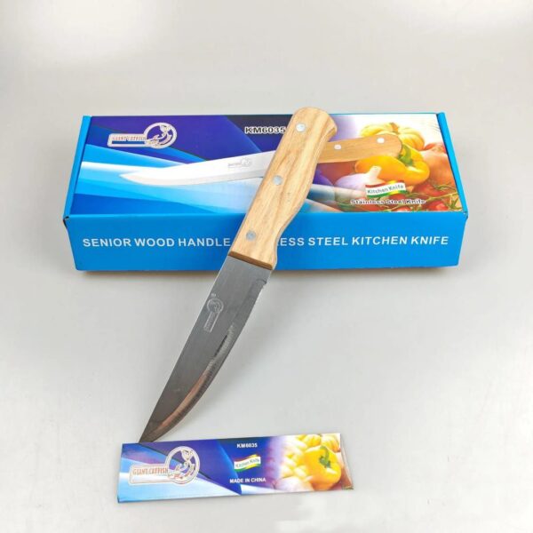 High-Carbon Stainless Steel Knife with Fine-Grain Wooden Handle