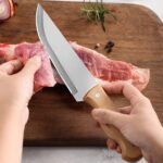 High-Carbon Stainless Steel Knife with Fine-Grain Wooden Handle