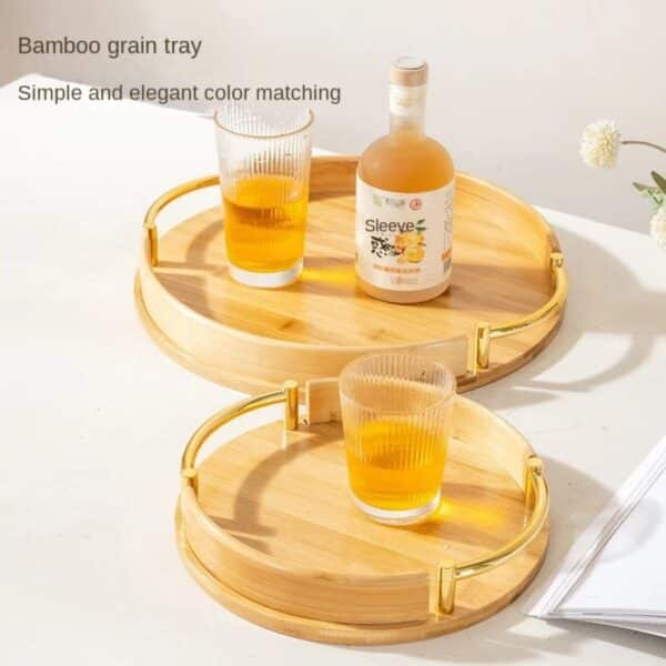 2-Piece Round Bamboo Serving Tray Set