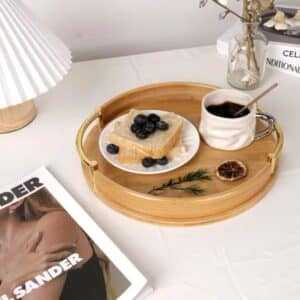 2-Piece Round Bamboo Serving Tray Set