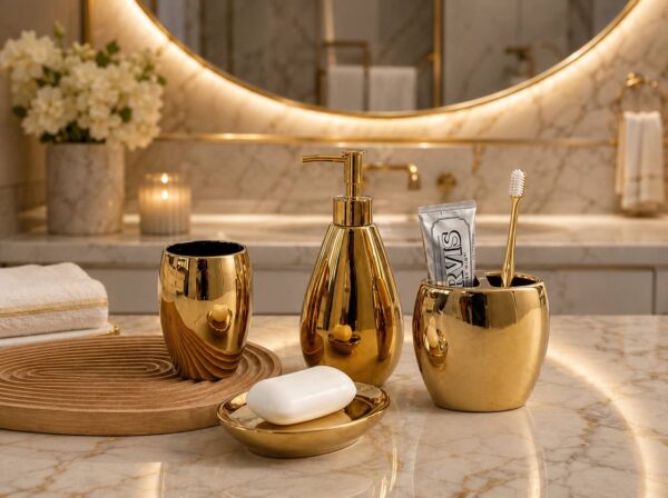 Premium 4-Piece Luxurious Ceramic Bathroom Accessories Set